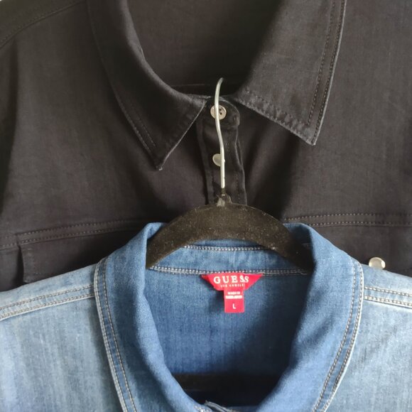 Guess stretch denim shirts - snap front jean jackets - western moto size L NWOT - Picture 2 of 11
